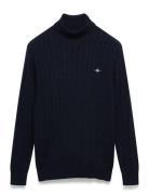 Cotton Cable Turtle Neck GANT Navy