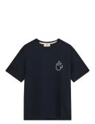 Akvillads Espresso Print S/S Tee Anerkjendt Navy