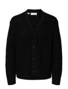 Slhdereck Ls Knit Struc Relaxed Cardigan Selected Black