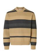 Slhmalte Ls Knit Relaxed Crew Neck Selected Beige