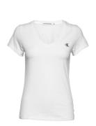 Ck Embroidery Stretch V-Neck Calvin Klein Jeans White