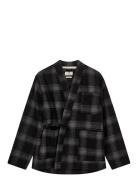 Akjesper Wool Check Kimono Anerkjendt Black