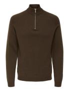 Onsedward Reg 7 Wool Half Zip Knit Cs ONLY & SONS Brown