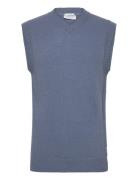 Lambswool V-Neck Slipover Lindbergh Blue
