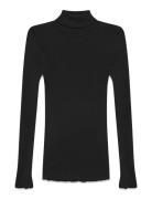 Rwbeatha Silk Ls Rollneck T-Shirt Rosemunde Black
