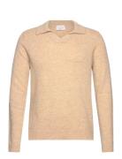 Lambswool L/S V-Neck Polo Lindbergh Beige