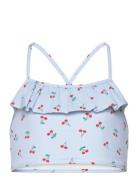 Bikini Top With Frill Aop Lindex Blue