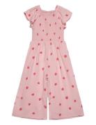 Jumpsuit Ss Smock Aop Lindex Pink
