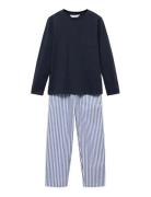 Striped Long Pyjamas Mango Navy