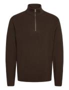 Half Zip Rib Knit Lindbergh Brown