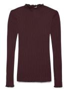 Rwbelize Silk Ls T-Neck T-Shirt Rosemunde Brown