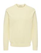 Onstony Ds 12 Ls Waffle Crew Knit Noos ONLY & SONS Cream