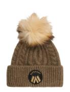 Cable Luxe Knit Beanie Hat Superdry Beige
