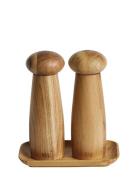 Raw Teak - Keramisk Kværnesæt Med Bakke Aida Brown