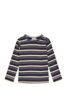 T-Shirt L/S Modal Multi Striped Petit Piao Navy