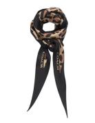 Leopard Printed Silk Elongated Triangle Coach Accessories Black