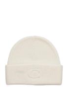 Embossed C Knit Beanie Coach Accessories Cream