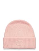 Embossed C Knit Beanie Coach Accessories Pink