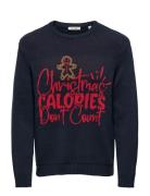 Onsx-Max Reg Text Crew Knit ONLY & SONS Navy