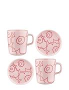 Piirto Unikko Set 2 Mugs + 2 Plates Marimekko Home Pink