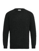 Lambswool Raglan Cable O-Neck Knit Lindbergh Grey