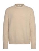 Slhalex Ls Knit Relaxed Crew Neck Noos Selected Beige