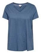 Carbonnie Life S/S V A-Shape Tee Noos ONLY Carmakoma Blue