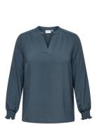 Carmetta Life V-Neck Top Wvn Noos ONLY Carmakoma Blue