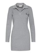 Ls Monologo Rib Polo Mini Dress Calvin Klein Jeans Grey