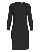 Stretch Crepe Ls Gathered Dress Calvin Klein Black