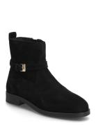 Th Buckle Riding Suede Bootie Tommy Hilfiger Black