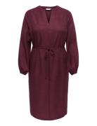 Carbay Ls V-Neck Blk Dress Wvn Bf ONLY Carmakoma Burgundy