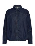 Archie Denim Crop Shirt French Connection Navy