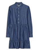 Denim Frill Tunic Dress Lexington Clothing Blue