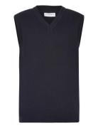 Rib Knitted V-Neck Slipover Lindbergh Navy