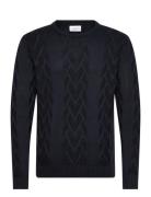 Cable O-Neck Knit Lindbergh Navy