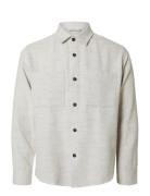 Slhreghank Herringb Overshirt Selected Cream