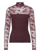 Rmwbalta Modal Ls T-Neck Full Lace RM By Rosemunde Burgundy