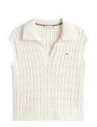 Co Cable Mid Gg Open Polo Vest Tommy Hilfiger White