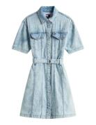 Belted Ss Trucker Denim Dress Tommy Jeans Blue