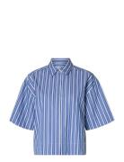 Slffia 2/4 Cropped Striped Shirt B Selected Blue