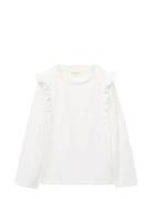 Frills Cotton T-Shirt Mango White
