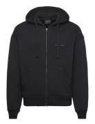 Boxy Zip Up Hoodie Daily Paper Black