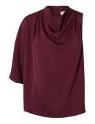 Slflaurina Shoulder Cowl Top B Selected Burgundy