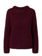 Slfgabella Ls Knit Bow O-Neck Selected Burgundy