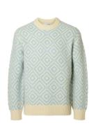 Slhremi Ls Knit Relaxed Crew Neck Selected Blue