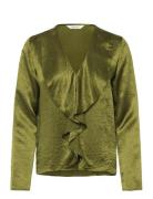 Slfselene Ls V-Neck Top Ex Selected Green