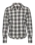 Slfmaya Slim Ls Checked Shirt Ex Selected Grey