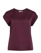 Viellette S/S Satin Top - Noos Vila Burgundy