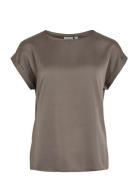 Viellette S/S Satin Top - Noos Vila Brown